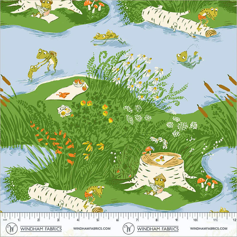 PREORDER: Heather Ross Favorites - Frog Pond 37022D-10 Medium Blue by Windham Fabrics