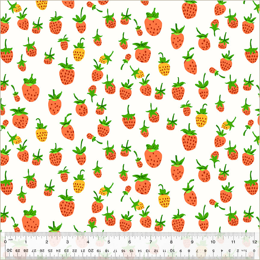 Studio Edit by Heather Ross Strawberries, White, Cotton - 37024D-3