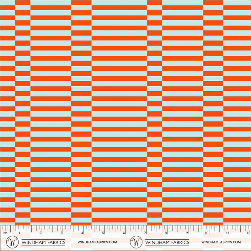 PREORDER: Annabel's Blenders - Broken Stripe 55379-2 Orange/Sky by Annabel Wrigley for Windham Fabrics