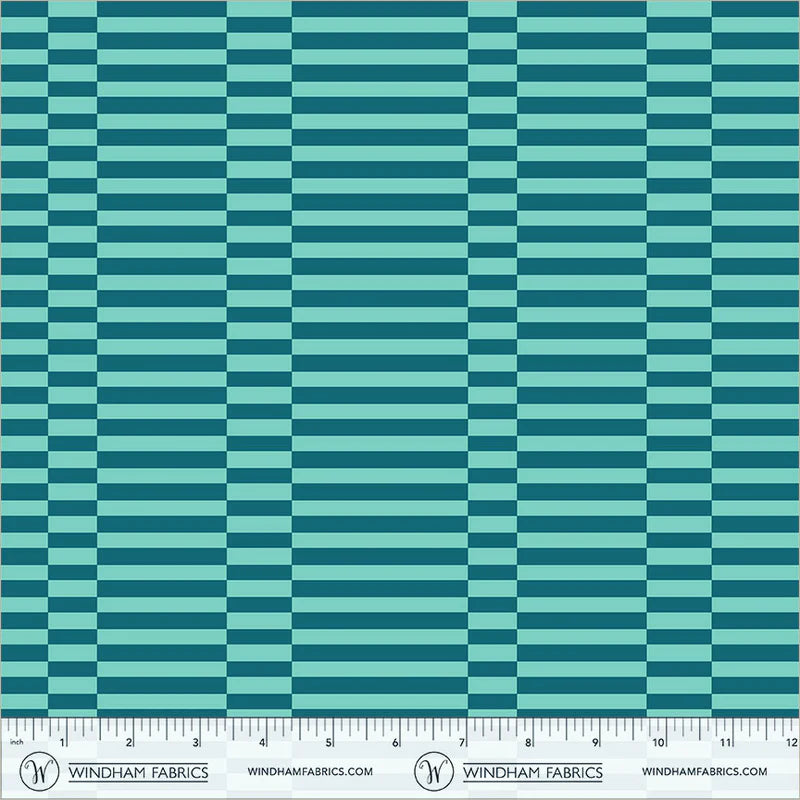 PREORDER: Annabel's Blenders - Broken Stripe 55379-6 Aqua by Annabel Wrigley for Windham Fabrics