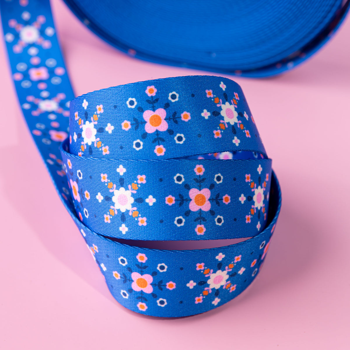 1.5" Florametry Webbing in Bright Blue by Kimberly Kight
