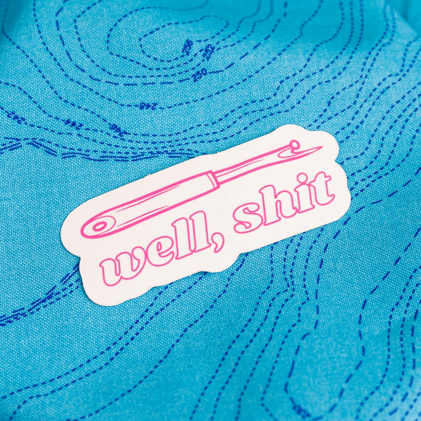 Well, Shit Seam Ripper Sticker Fuschia by Feral Notions