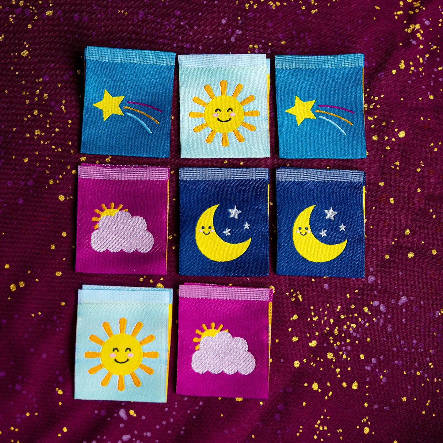 Cute Sun and Moon - Woven Sewing Labels by LollyTags