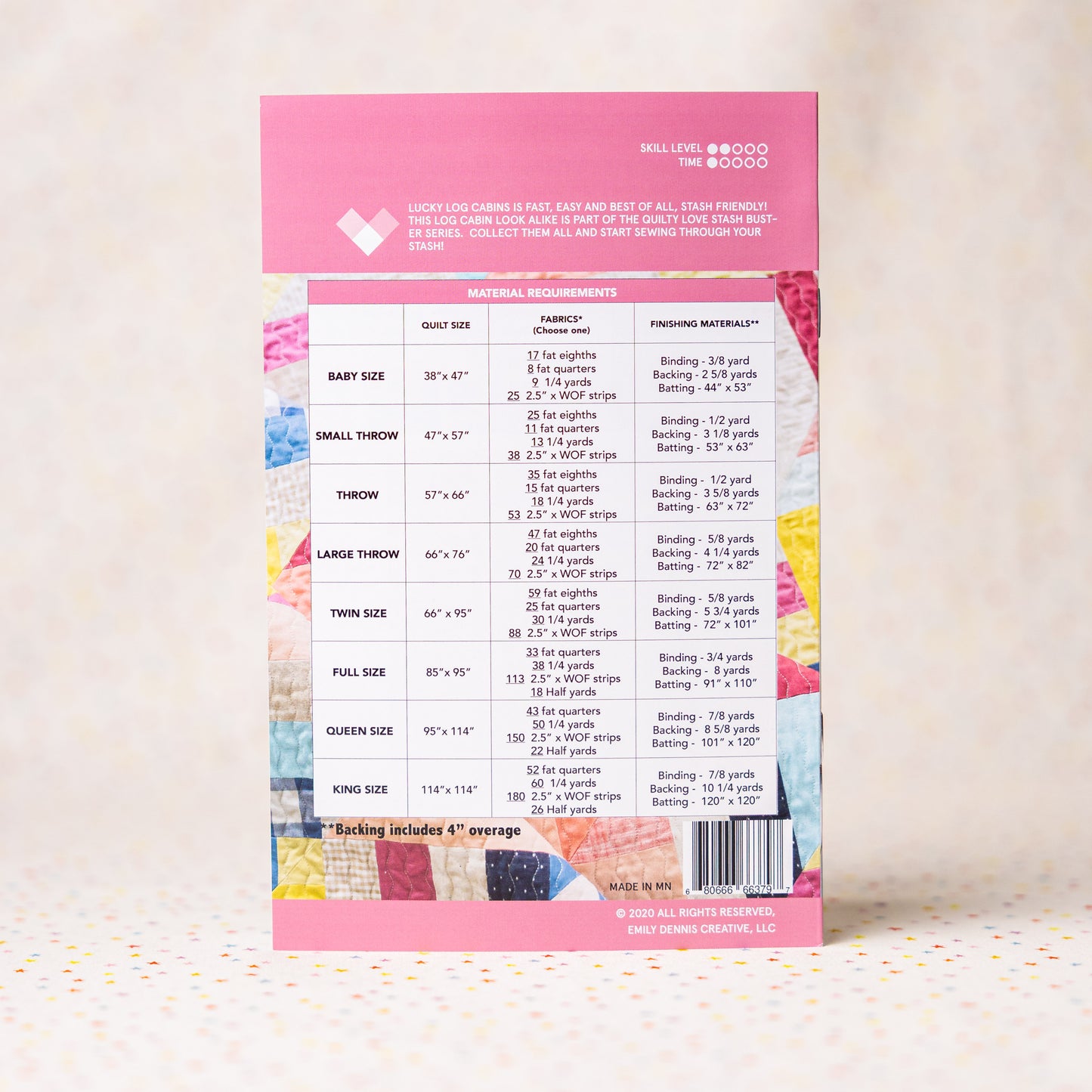 Lucky Log Cabins Paper Pattern by Quilty Love