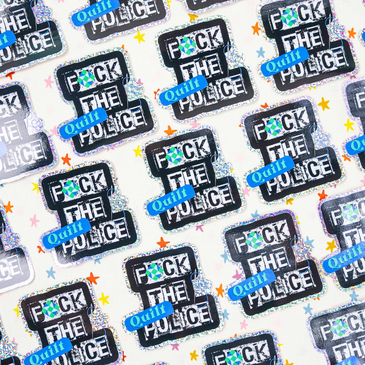 Fuck the Quilt Police Sticker (Blue) - Sewing Box