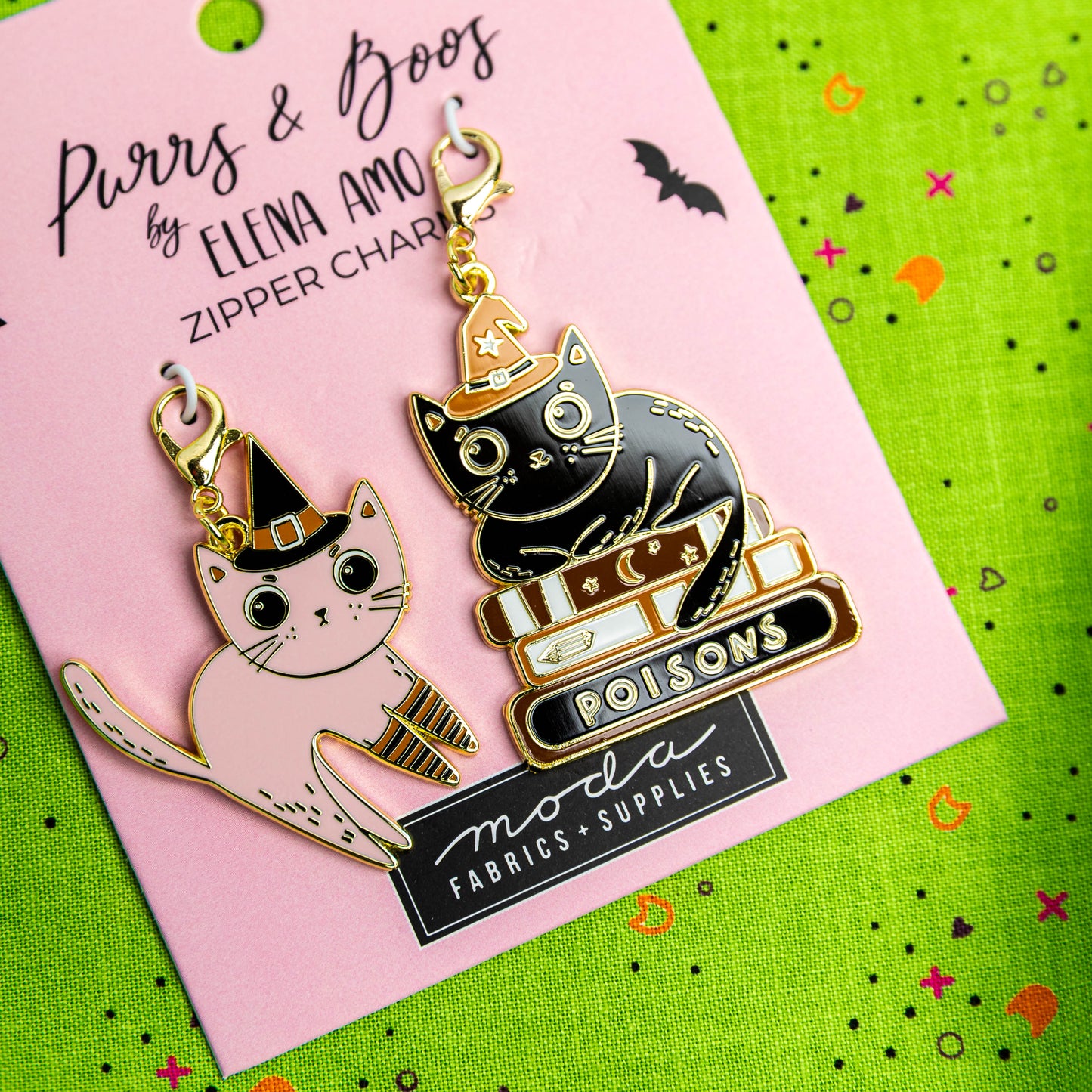 Purrs and Boos 2pc Zipper Charms by Elena Amo