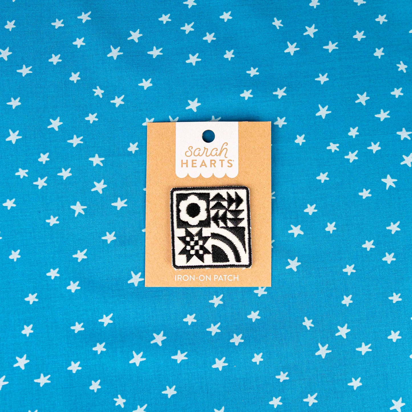 Black Quilt Block Iron-On Patch - Sarah Hearts