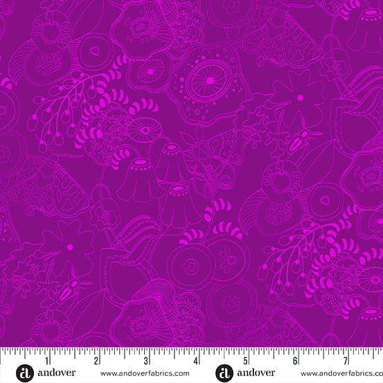 Color Camp Bloom Tangle Dark Amethyst by Alison Glass for Andover A-10420-P