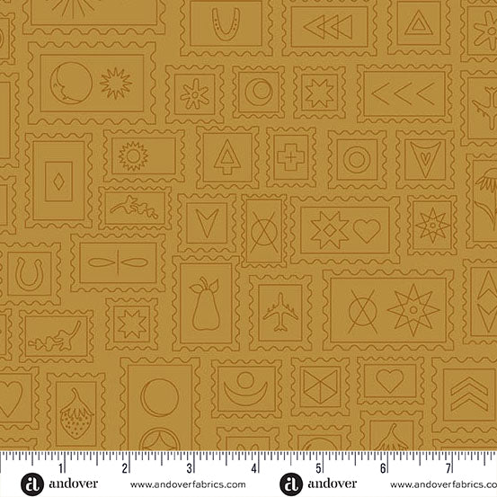 Color Camp Sun Postcard Muted Marigold by Alison Glass for Andover A-10424-N