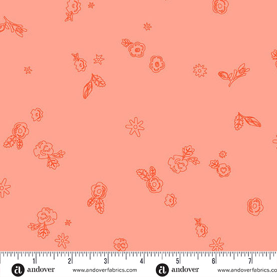 Color Camp Sun Sprig Light Poppy by Alison Glass for Andover A-10425-R