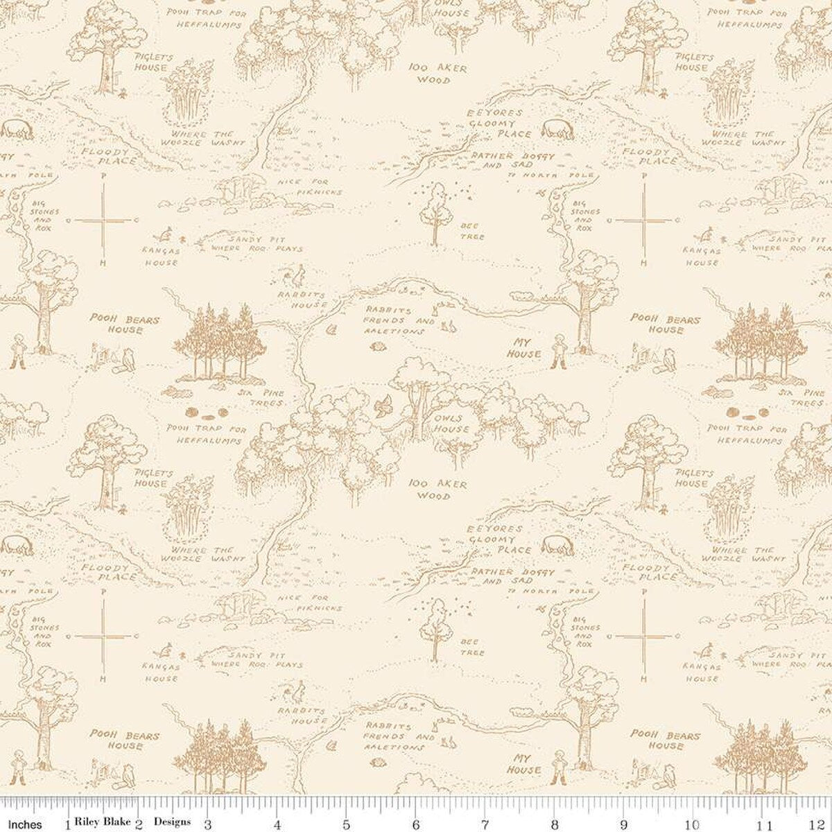 Winnie the Pooh Map Cream - by Echo Park Paper Co. for Riley Blake (C17001)