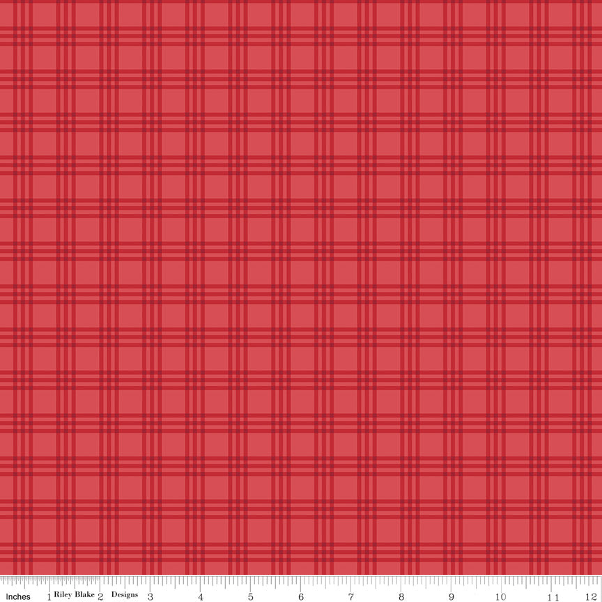 Winnie The Pooh Christmas Plaid for Riley Blake C19575-RED