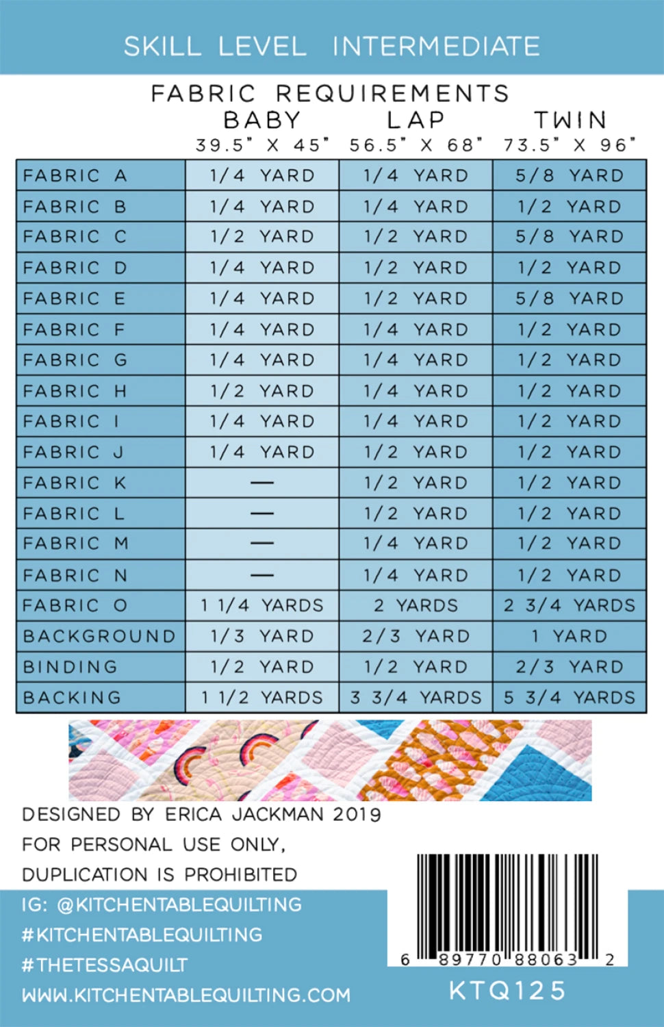 The Tessa Quilt Pattern by Kitchen Table Quilting