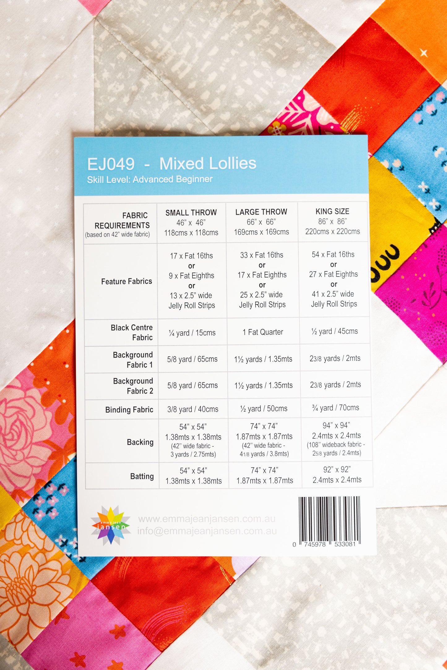 Mixed Lollies Paper Pattern by: Emma Jean Jansen #EJ049