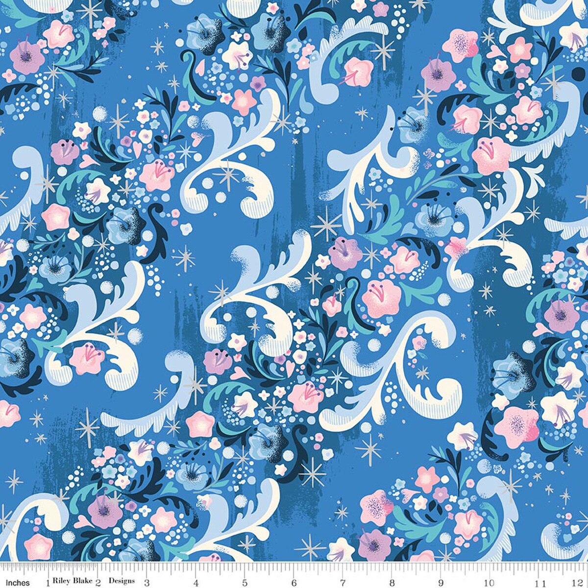 Wishes Cindy's Flowers Blueberry Sparkle by Jill Howarth for Riley Blake Designs