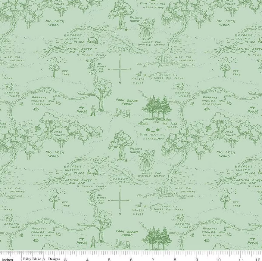 Winnie the Pooh Map Green - by Echo Park Paper Co. for Riley Blake