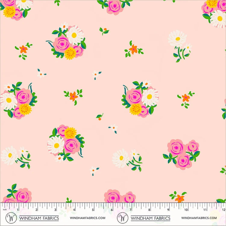 Boat Race Denyse Floral by Heather Ross for Windham Fabrics 55606D-13 Blush