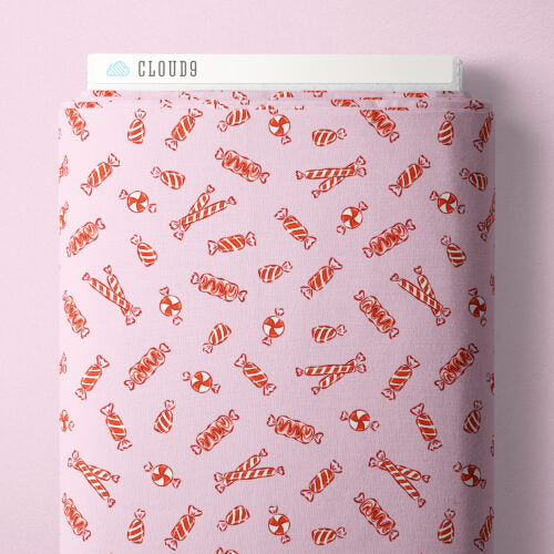 Jolly Tidings - Peppermint Candy Pink by Whim and Joy for Cloud9 Fabrics