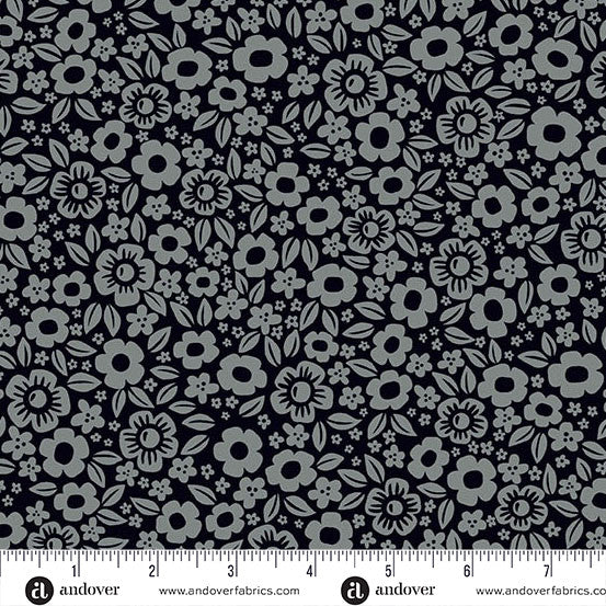 Ghostly Garden - Floral Fright Black by KP Creates for Andover