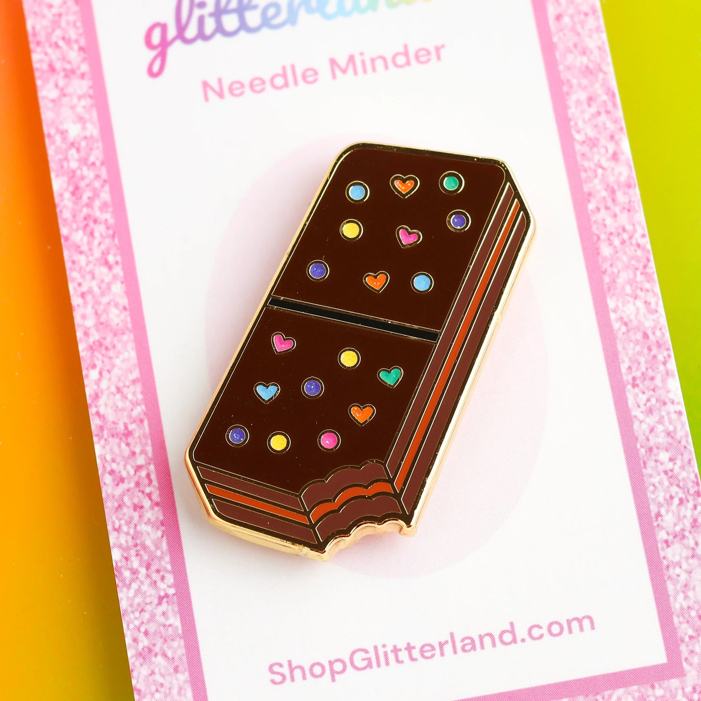 Rainbow Brownie Needle Minder by Glitterland