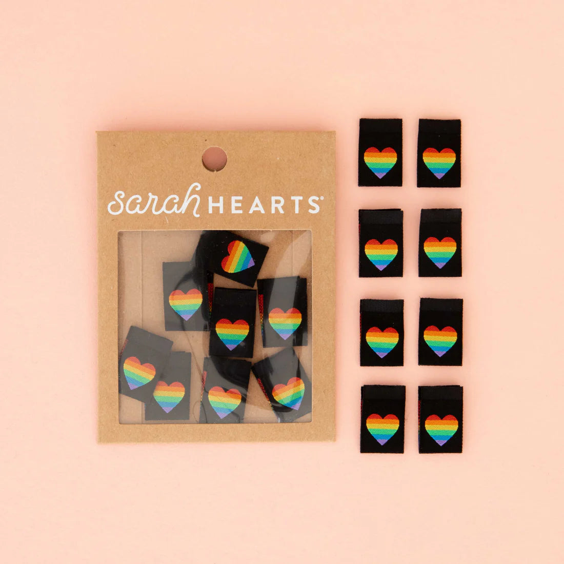 Rainbow Heart Woven Labels by Sarah Hearts