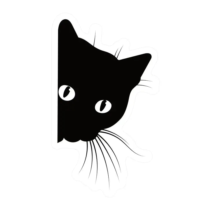 Lurking Black Cat Sticker by Juju and Moxie