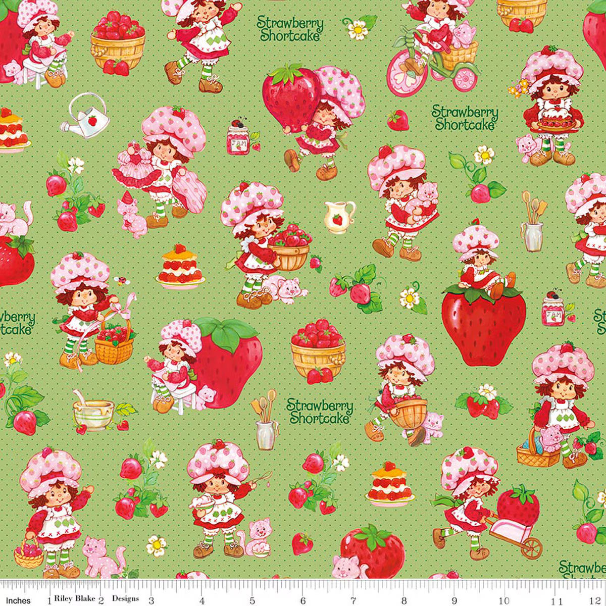 The World of Strawberry Shortcake Main Green by Riley Blake for Riley Blake C18560-GREEN
