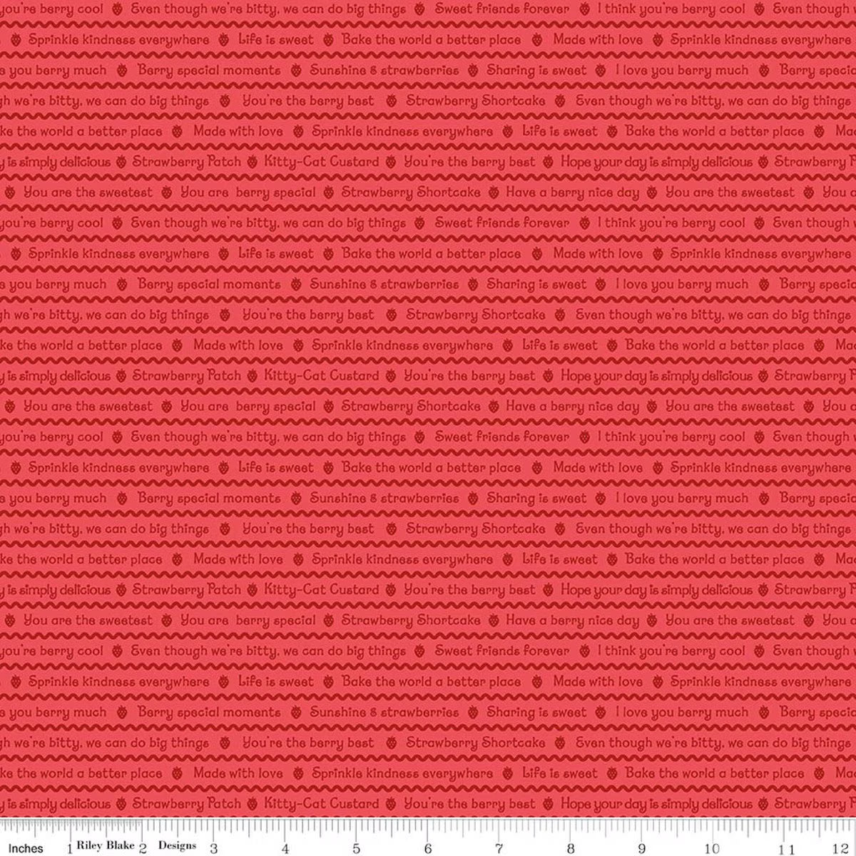 The World of Strawberry Shortcake Text Red by Riley Blake for Riley Blake C18563-RED