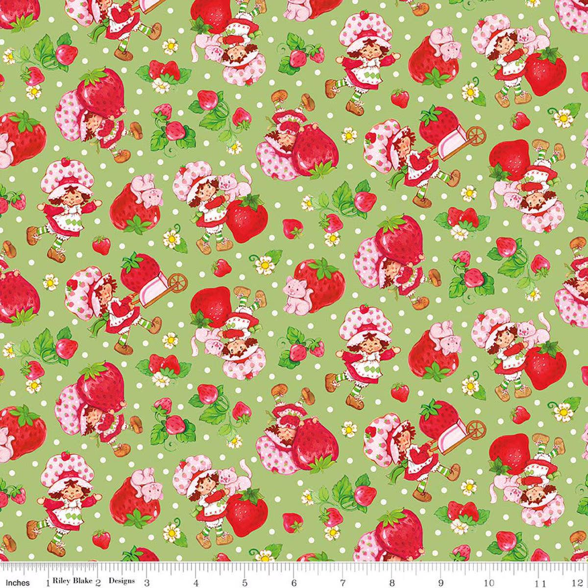 The World of Strawberry Shortcake Toss Green by Riley Blake for Riley Blake C18561-GREEN