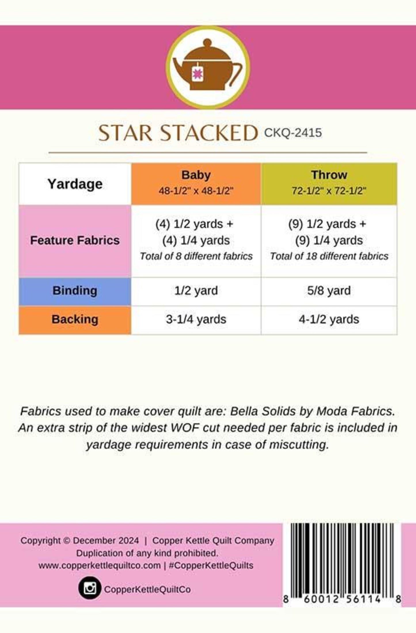 Star Stacked Paper Pattern by Copper Kettle Quilt Co
