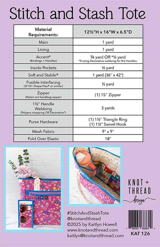 Everyday Quilted Tote Paper Pattern by Knot and Thread Design