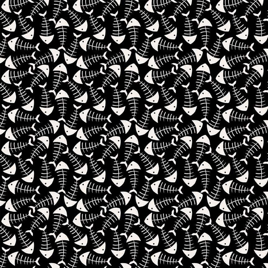 Are You Kitten Me - Fish Bones by Alice and Tilly for Timeless Treasures