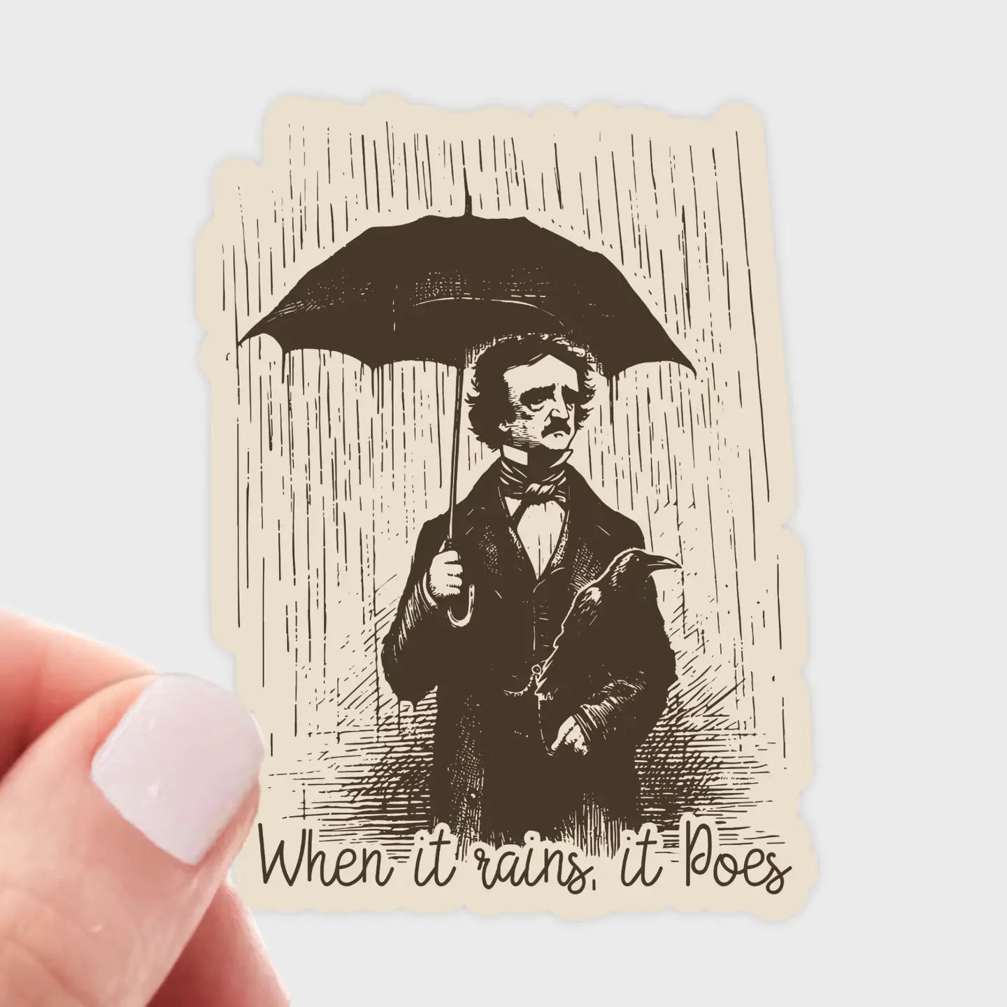 When It Rains it Poes - Sticker by Yarnival