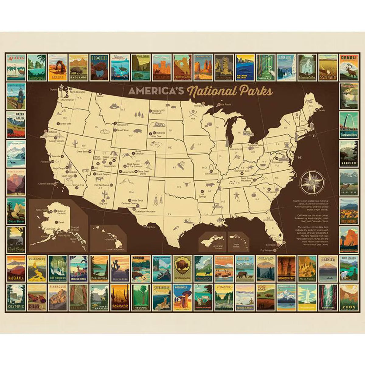 National Parks USA Map Poster Panel by Riley Blake