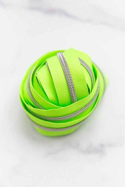 Zipper Tape Size #5 in Key Lime Pop by Knot and Thread 3 Yards