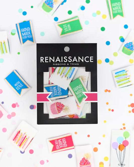 Renaissance Ribbon Labels Happy Birthday - Woven Label Pack