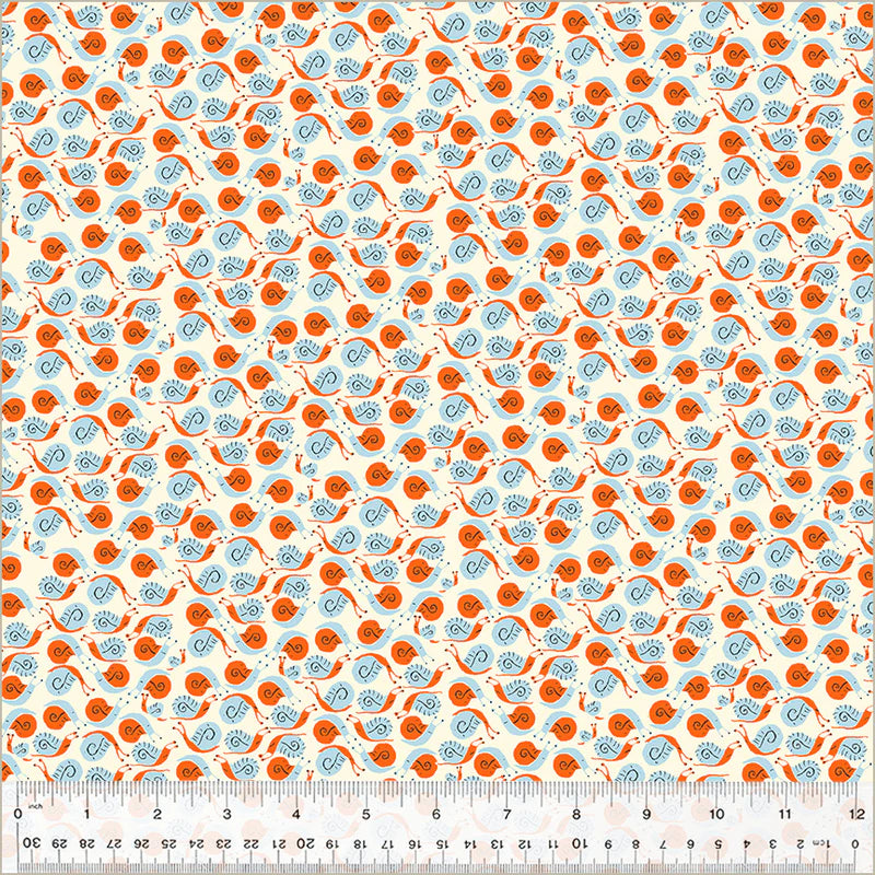 Snails 39660A-7 Orange - Heather Ross 20th Anniversary - by Heather Ross - Windham