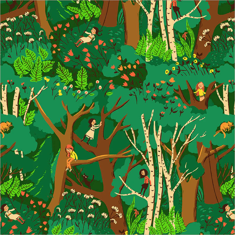 PREORDER: Heather Ross Favorites - Climbing Trees 40927D-12 Jade by Windham Fabrics