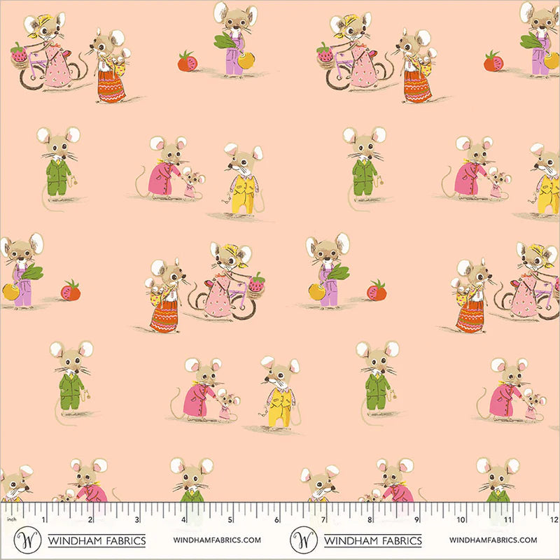 PREORDER: Heather Ross Favorites - Country Mouse / City Mouse 50897D-2 Blush by Windham Fabrics
