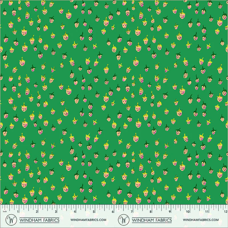 PREORDER: Heather Ross Favorites - Field Strawberries 50899D-12 Jade by Windham Fabrics