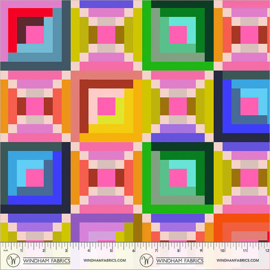 PREORDER: Happy Place - Log Cabin 55372D-1 Multi by Annabel Wrigley for Windham Fabrics