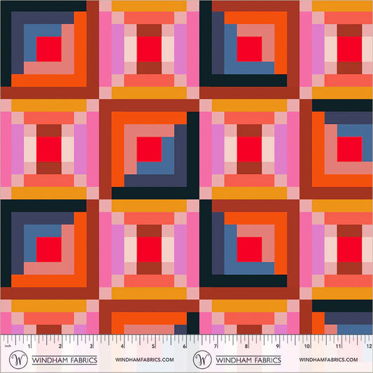 PREORDER: Happy Place - Log Cabin 55372D-2 Sunset by Annabel Wrigley for Windham Fabrics