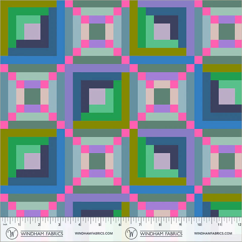 PREORDER: Happy Place - Log Cabin 55372D-3 Dusk by Annabel Wrigley for Windham Fabrics