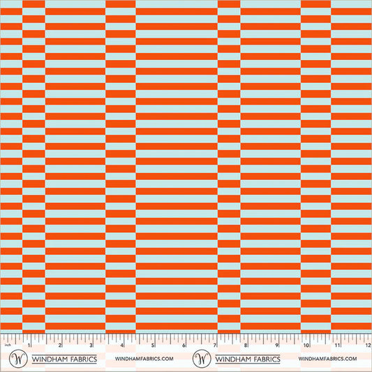 PREORDER: Annabel's Blenders - Broken Stripe 55379-2 Orange/Sky by Annabel Wrigley for Windham Fabrics