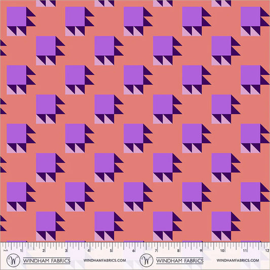 PREORDER: Annabel's Blenders - Bear Paw 55380-11 Coral/Lilac by Annabel Wrigley for Windham Fabrics