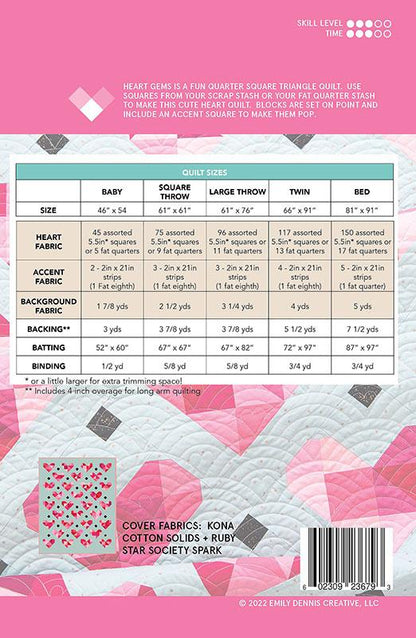Heart Gems Paper Pattern by Quilty Love