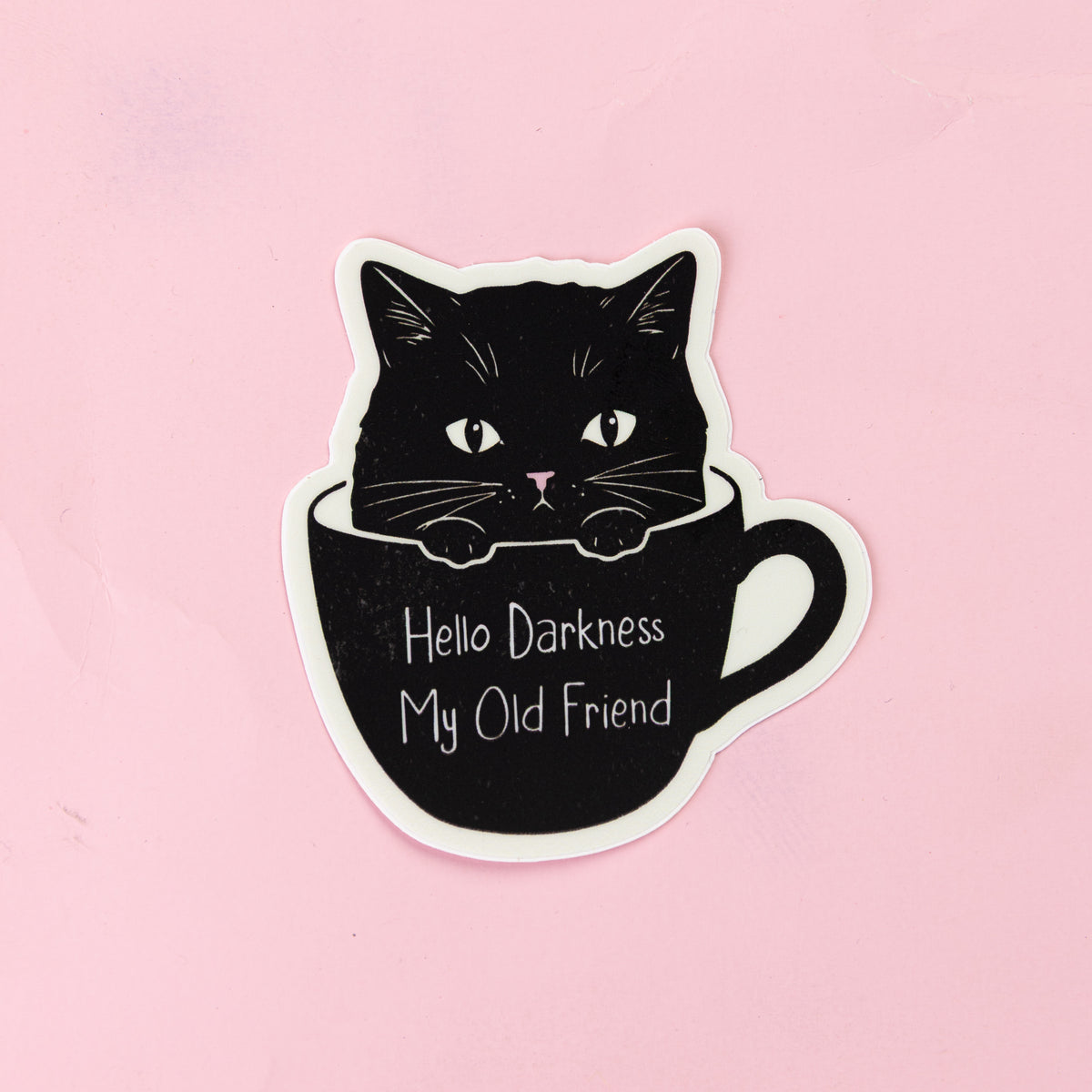 Hello Darkness Cat- Sticker by Yarnival