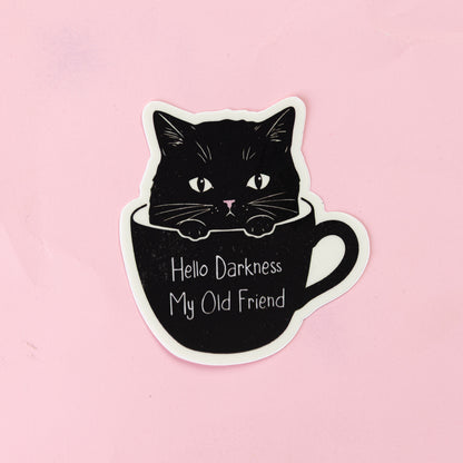 Hello Darkness Cat- Sticker by Yarnival