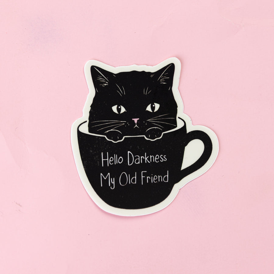 Hello Darkness Cat- Sticker by Yarnival