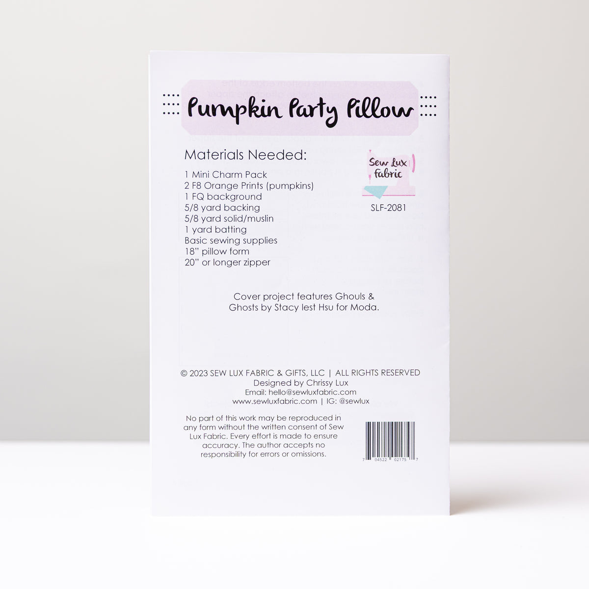 Pumpkin Party Pillow Paper Pattern